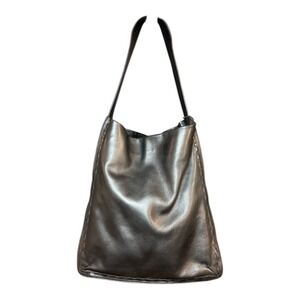 Coach Black Leather Whipstitch Hobo Shoulder Bag Slouchy Minimalist Tote